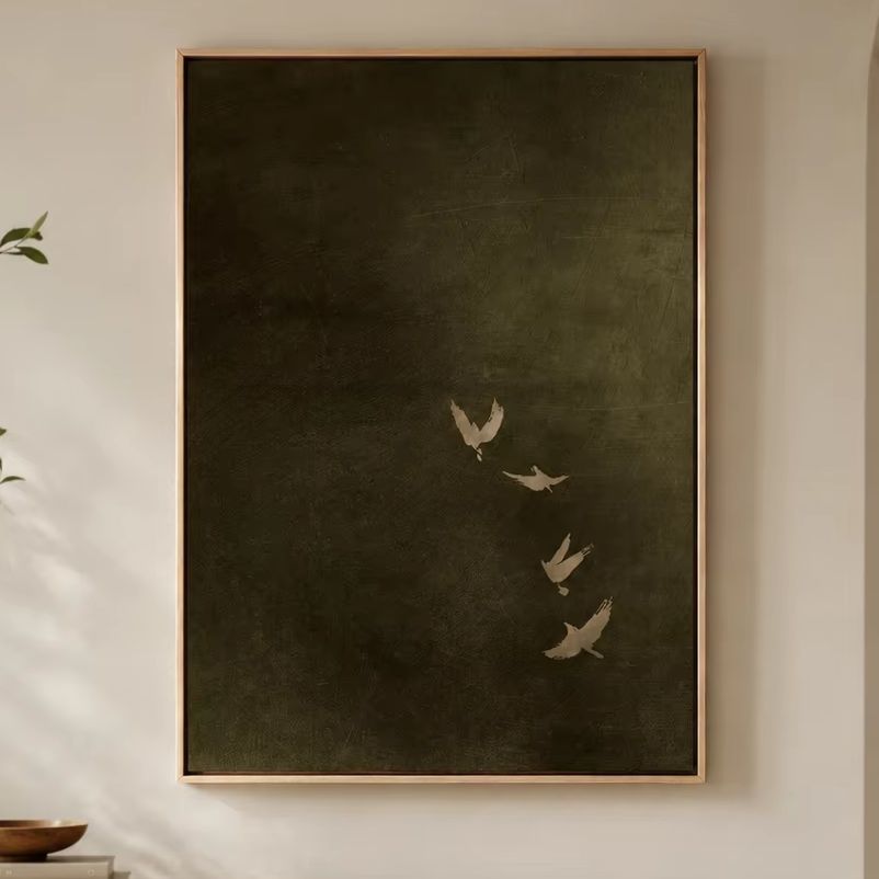 Photography Pose - Toile d'art murale vert olive avec