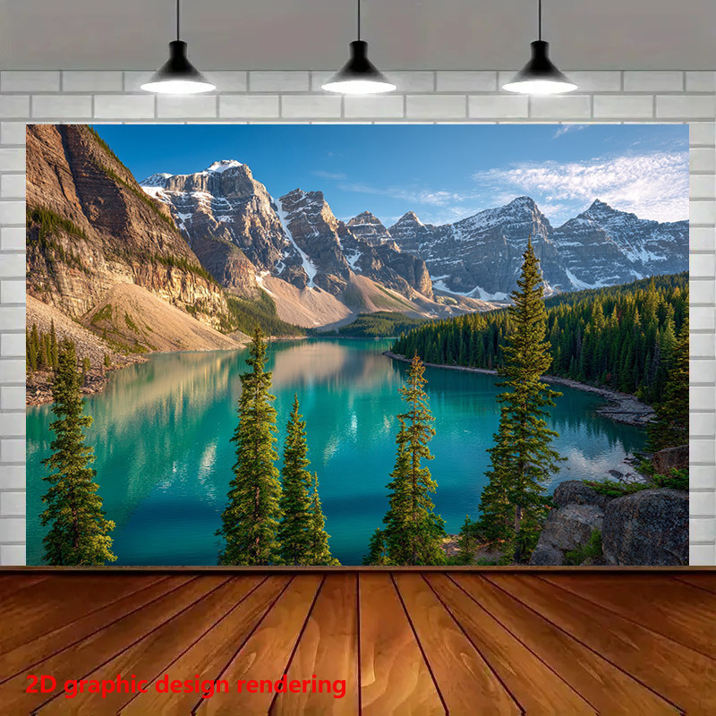Photography Yoga - Tapisserie Paysage Montagne Lac, Art Mural