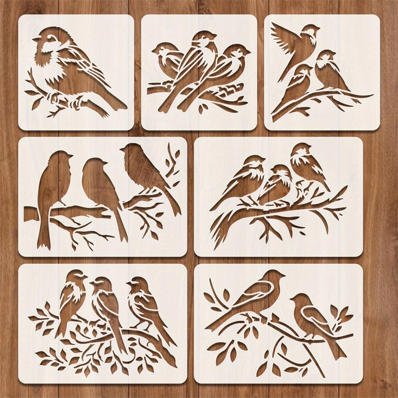 Photography Model - Lot de 7 pochoirs d'oiseaux en